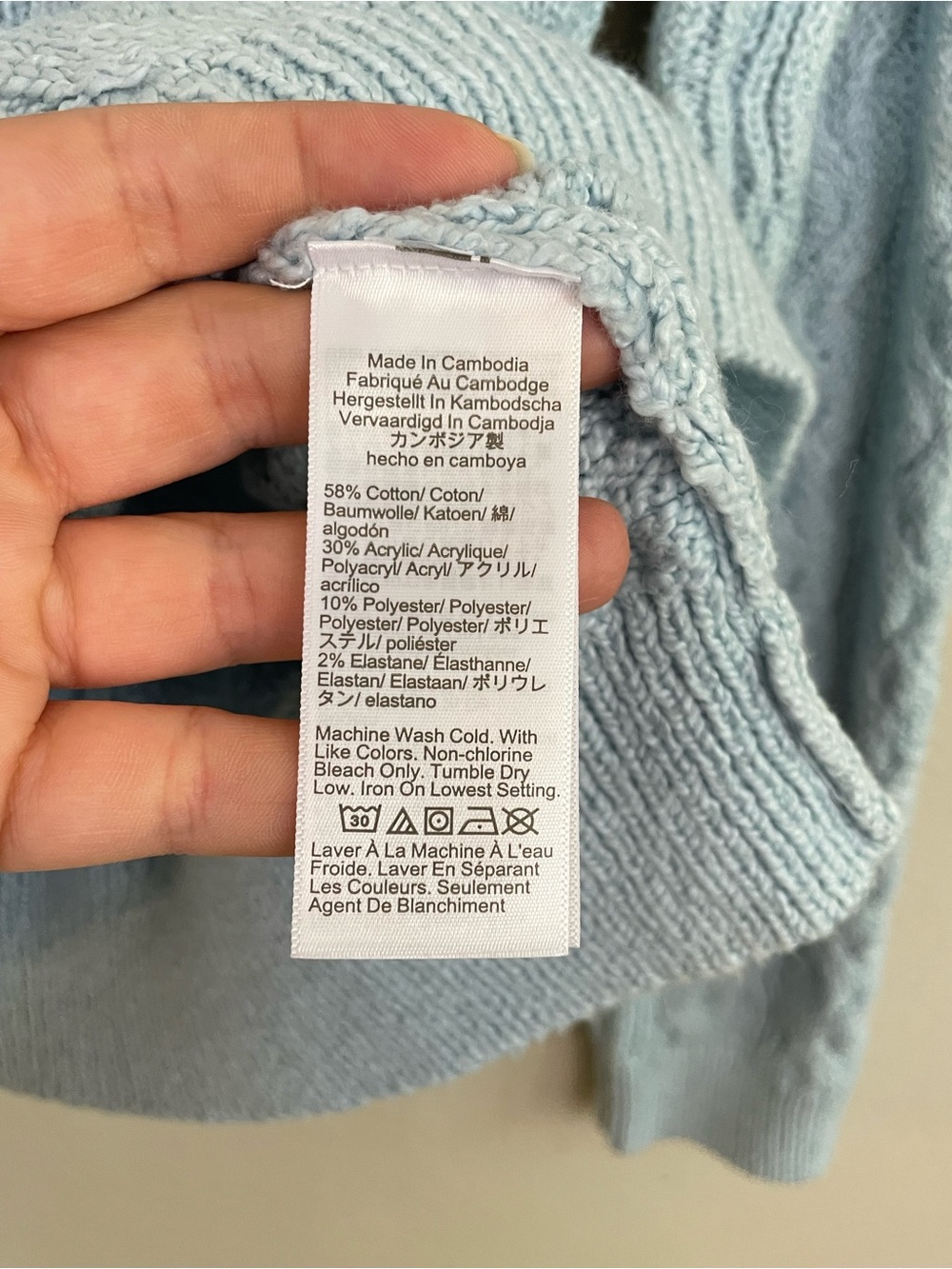J.Crew Cloud Blue Cable Knit Roll Neck Pullover Sweater Size L Classic Old Money - Picture 6 of 7